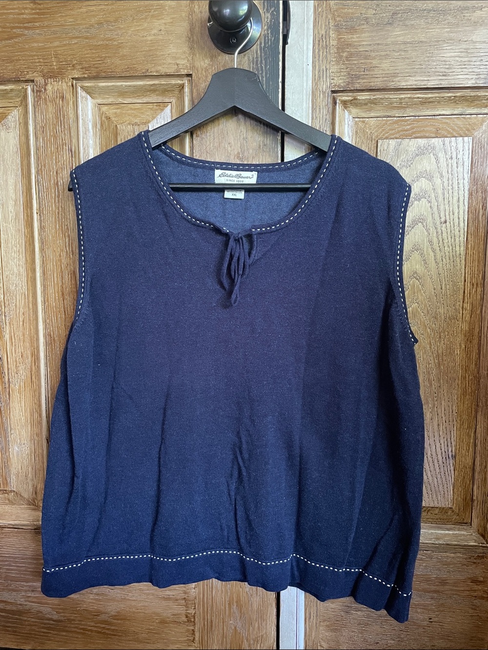 Eddie Bauer Navy Sleeveless Knit Tank with Tie Detail